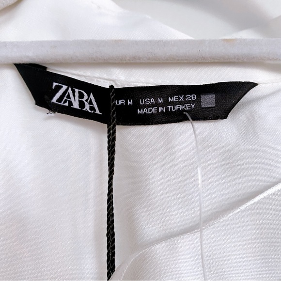 π ZARA WHITE SATIN ASYMMETRICAL COLLARED CAPRI SLEEVE WRAP AROUND MINI DRESS! - Picture 11 of 12